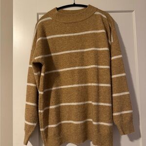 A New Day Striped Tan and White Sweater